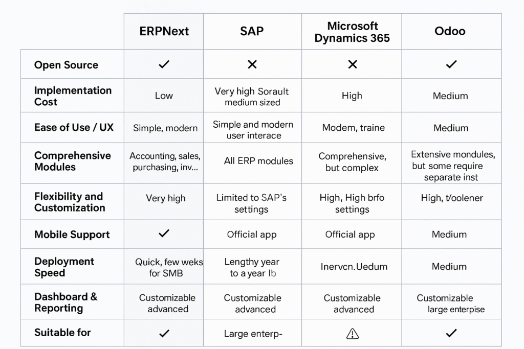 مقایسه سیستم ERP متن‌باز با Odoo و SAP